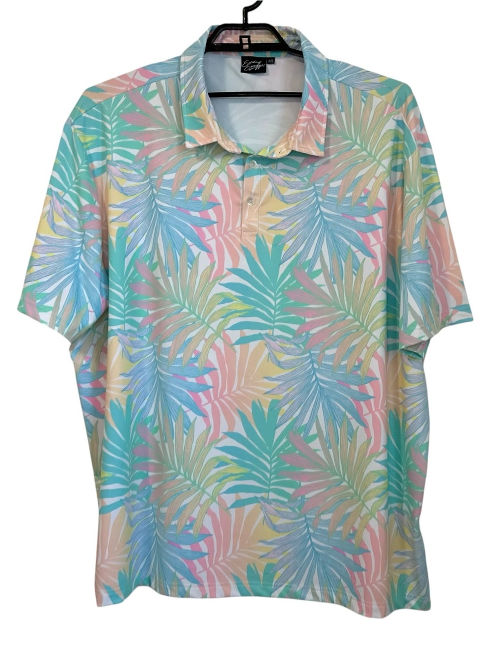 Sunday Swagger Men Golf Polo Tropical Palm Leaf Shirt 4XL Multicolor SS